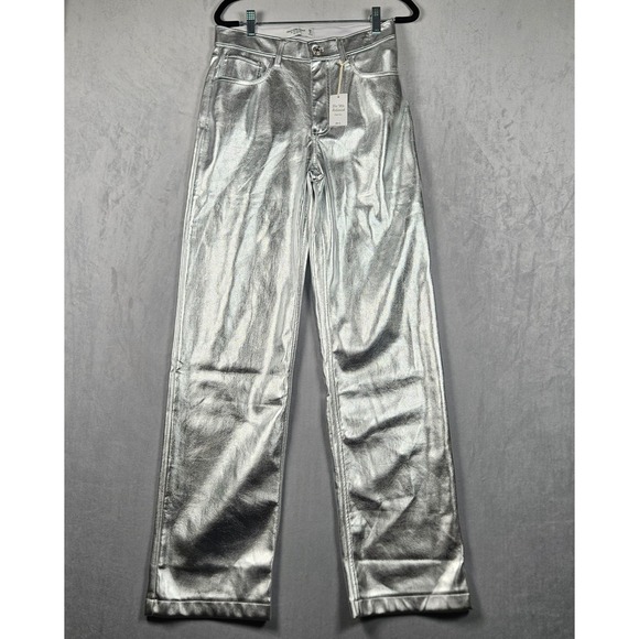 Abercrombie & Fitch Denim - NEW Abercrombie & Fitch Pants Womens 28/6 Silver Faux Leather Ultra High Rise